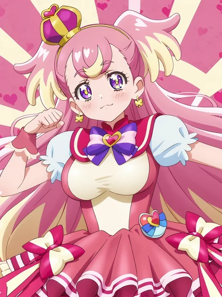 detailed background, shiny skin, posing,
<lora:curewonderful.pony:1.0>, 
curewonderful,
large breasts, wide hips,, sexually suggestive, sexually aroused, light blush,