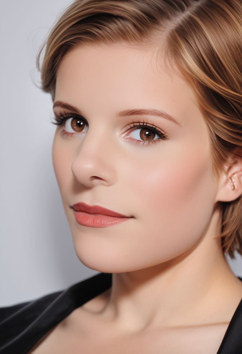 Masterpiece, (hasselblad 907x, sharp focus), photo-portrait, (3/4 view:1.5), (from above:0.8), (close-up:1.2), gorgeous woman, detailed face, short hair, <lora:Kate:2.0>, elegant, breathtaking, award winning photography, cinematic lighting,