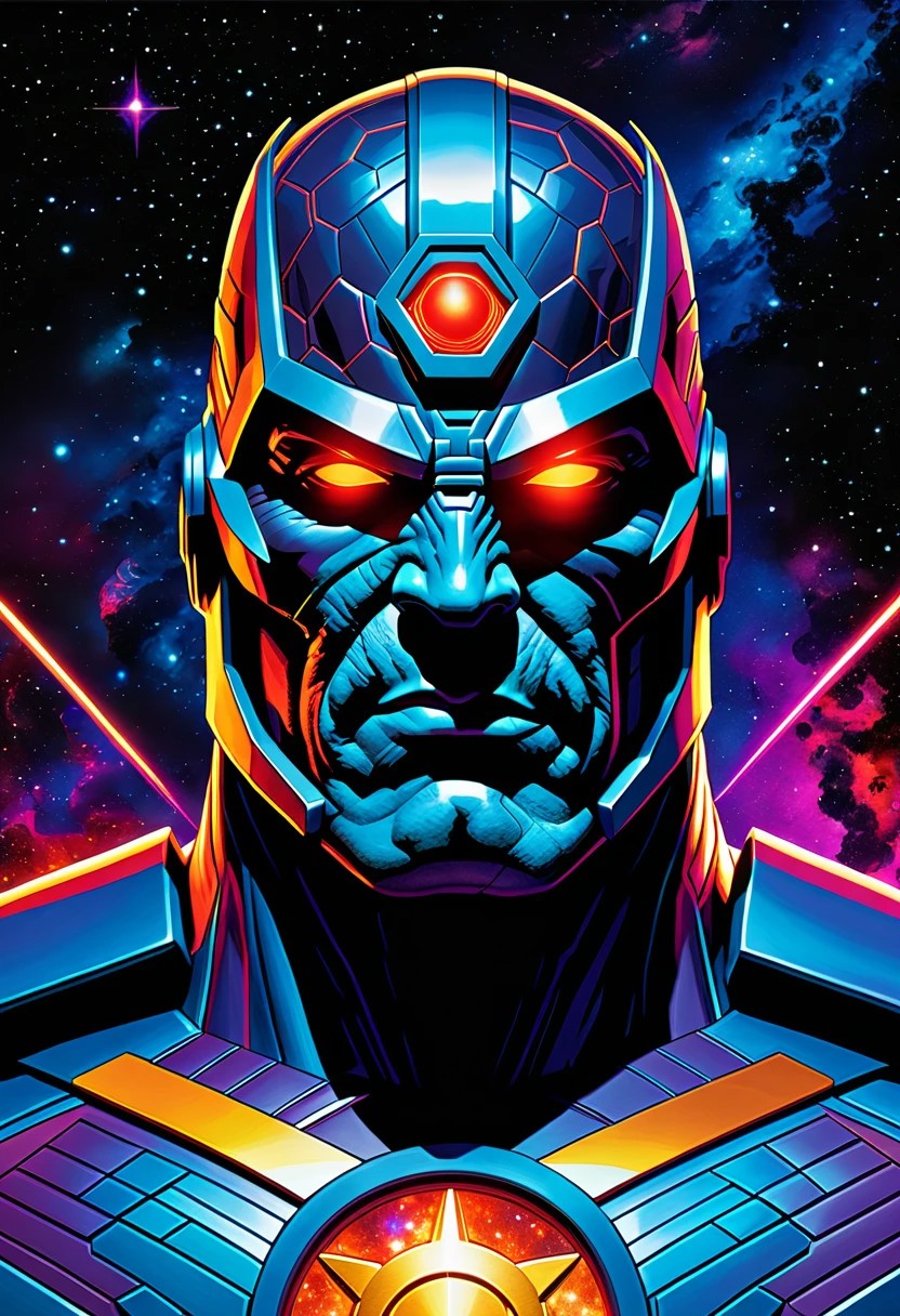 DARKSEID, (Comic version), 4000k,resolution holographic astral cosmic illustration mixed media by Pablo Amaringo