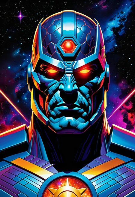 DARKSEID, (Comic version), 4000k,resolution holographic astral cosmic illustration mixed media by Pablo Amaringo