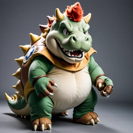 <lora:person_XL_chonkasaurus:0.75> photograph of a very small (chonkasaurus:1), (large mustach:1.2), dressed up as bowser, (in super mario land:1.25)