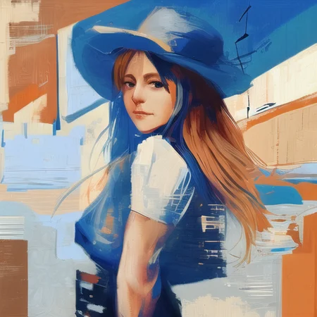 [gorgeous blonde girl:abstract background:7], expressionism, digital art, colorful background
