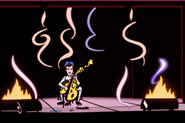 <lora:Mission_Hill_Style_-_1999-000011_11:1>, jazz barm musician, stage, tables, smoke, cigarette smoke,  <lora:LCM_SD15:1.0>