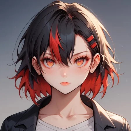 (score_9), (score_8_up), (score_7_up), (score_6_up), (score_5_up), (score_4_up), (Full Body view)+++, HD, Anime, 10k Res, Gritty, noir, source_anime+, Bright, (Perfect Cell Shading), (source_anime)+ (masterpiece)+, best quality, (Expressive eyes, Perfect eyes), (Perfect face)+++, (censor). Generate an image of N﷿X. 1girl, solo, red_eyes, (black hair)++, collarbone, long_hair, small breasts, port town background, long_sleeves, bare_shoulders, bangs, cowboy_shot, closed_mouth, holding, standing, arms_at_side, red inner hair, two-tone_hair, colored_inner_hair, small eyes, detail1eye, nose