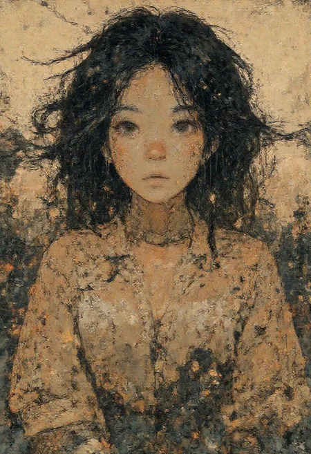 A dramatic anime-style illustration of Post-Apocalyptic Survivor's Tale, with gritty textures and dystopian settings. Use bold, jagged lines and a stark color scheme of sand beige and crimson red to convey the harsh, rugged environment. The lighting emphasizes sharp contrasts, with a cold and dramatic atmosphere. The overall composition conveys a sense of isolation and introspection, blending realism with abstract elements.
<lora:Anime v1.3:1.2> <lora:Blue_Future:0.9> <lora:Ethereal_Brush_Anime_v1.0:0.6> <lora:It's a LoRA for portraits, BUT! actually specialized in backgrounds. v1.0:0.2> <lora:Dark_and_sentimental:0.7>