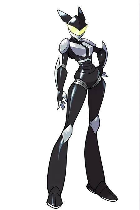 1girl, solo, BC-1 robot, BC-1 helmet, BC-1 visor, BC-1 faceguard, colored skin, black metallic skin,
medium breasts, animification, wearing cartoony clothing,
masterpiece, best quality, newest, absurdres, highres, sensitive, sugimori Ken <lora:BC-1_illustrious_V2:0.8> <lora:YugiHose:1>