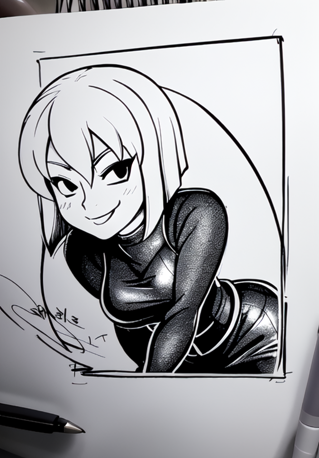 (scribble art:1.3), marker (medium), ballpoint pen (medium),chaotic lines, abstract, sfw, <lora:vault-girl:0.8>, vault-girl, 1girl, solo, smirk, leaning forward,, (seductive, alluring, charming:1.3), attractive, (trending on CGSociety, trending on pixiv, contest winner:1.3)
