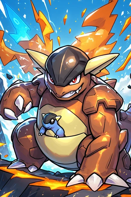 score_9, score_8_up, score_8, BREAK, , zzKhan, no humans, claws, red eyes, black eyes, fangs, (dynamic pose, motion lines), volcano, <lora:Kangaskhan_Pokemon_PDXL_v3:0.8>, , BREAK, embedding:zPDXL, Expressiveh, ,,, <lora:EnergyCAT:1.0>, solo, smile, looking at viewer, aura, blue sky, ,,, <lora:SDXLFaeTastic2400:0.5>, <lora:Expressive_H-000001:0.4>,