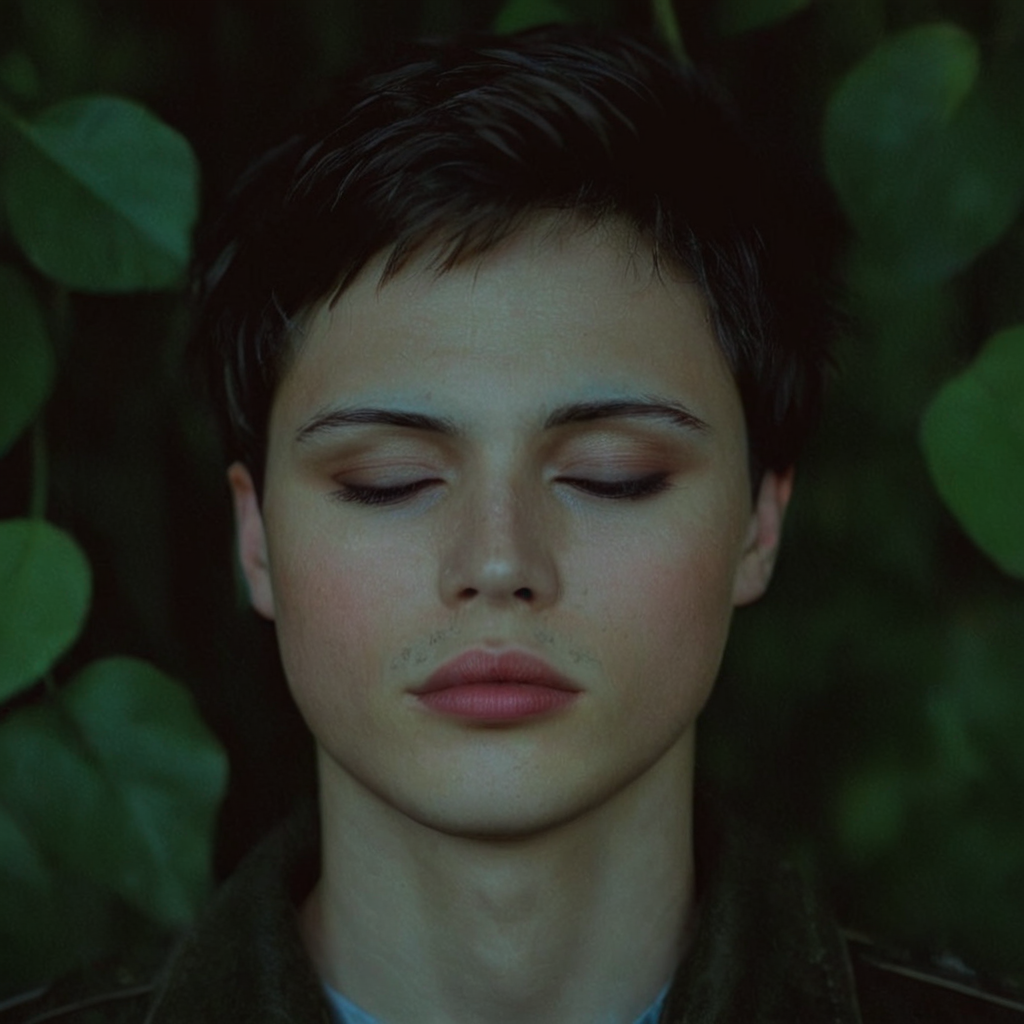 cinematic film still of <lora:add-detail-xl:0.1>1
<lora:detailed:0.3> realism
<lora:perfection style:0.2> perfect
<lora:eyetune:0.6>
<lora:xl_more_art-full_v1:0.1>
<lora:Ron Fricke style:0.3>
<lora:Unreal Engine style:0.3>
<lora:TeethXL:0.3>
<lora:Chiaroscuro Lighting Style:0.3> Chiaroscuro Lighting Style
 <lora:Television advertisement Hollywood Cinematic Film style:1>
A dramatic cinematic photographic image of a woman with her eyes closed and her eyes closed,solo,short hair,black hair,1boy,closed mouth,closed eyes,male focus,dark skin,blurry,lips,leaf,dark-skinned male,portrait,facing viewer,realistic,bald,very short hair , Commercial advertisement themed, sharp, detailed, epic photography, artistic, creative, dramatic light, cinematic style, Kodak film style, different lighting style, different color style, different background, different scene, different person, different people, different race, different gender, 8k resolution, Television advertisement Hollywood Cinematic Film style, shallow depth of field, vignette, highly detailed, high budget, bokeh, cinemascope, moody, epic, gorgeous, film grain, grainy