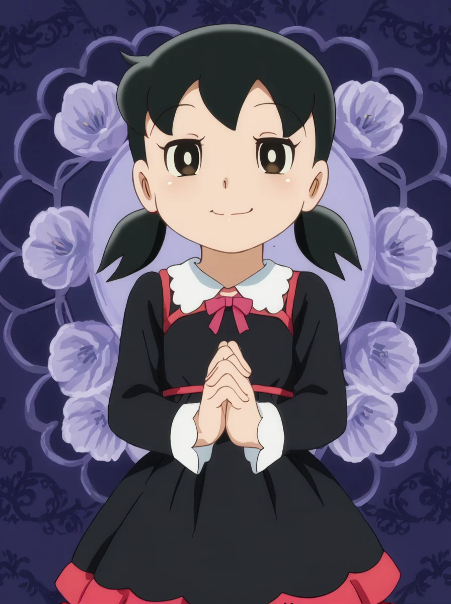 detailed background, shiny skin, posing, rating safe,
<lora:shizuka.pony:1.0>,
shizuka,
gothic fashion, dress, long sleeves, lace, frill, blouse, fishnet,
smug,