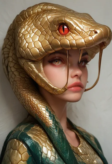 score_9, score_8_up, score_7_up, rating_safe, concept art, semi-realistic, 1girl, solo.
Young beautiful face, fit body, 
SnakeMask, Snake helmet.