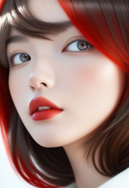 masterpiece,best quality,ultra_detailed,perfect eyes, perfect face, perfect mouth, perfect body,perfect curves,amazing body,(masterpiece,best quality:1.2), high detailed,realistic,ilya kuvshinov and artgerm, serge birault, range murata and artgerm, artgerm and james jean, breathtaking ilya kuvshinov, stanley artgerm lau, artgerm and ilya kuvshinov, digital art ilya kuvshinov, human skin, highly detailed skin texture, realistic pores, smooth skin, subtle blemishes, realistic lighting, lifelike complexion, natural skin tones, finely detailed, ultra-realistic skin details, intricate skin texture, soft shadows, hyper-detailed, perfect lighting, masterpiece, best quality, ultra highres, original, extremely detailed, perfect lighting, bellissima 1girl, solo, looking at viewer, bangs, brown hair, closed mouth, hood, lips, grey eyes, eyelashes, traditional media, portrait, close-up, realistic, nose, red lips