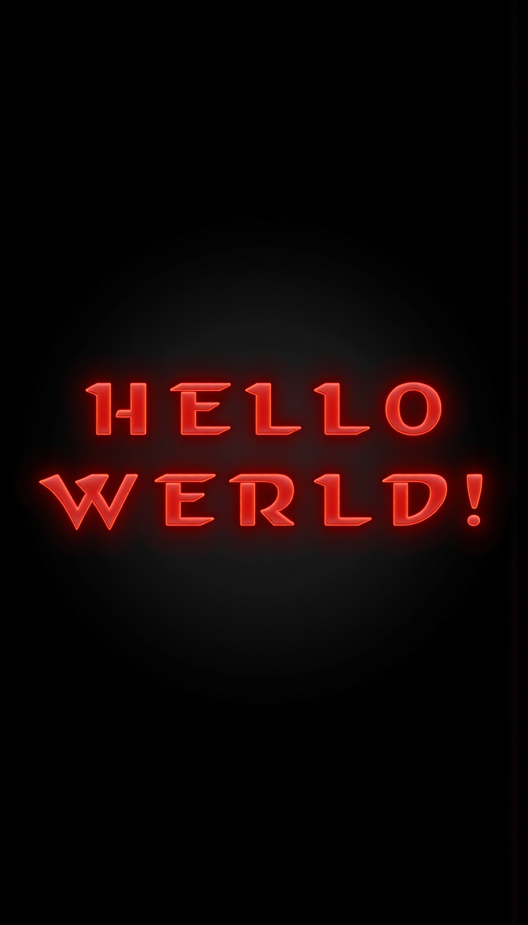 <lora:SC2Font:1>SC2StyleFont text that says "Hello Werld!" in red letters on a dark gray gradient background.