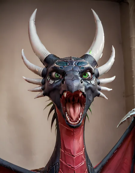 <lora:Adult_Corrupted_Cynder_-_The_legend_of_Spyro:0.7>
cynder, dragon, corrupted, green eyes, female, detailed eyes, solo, perforated wings, ultrarealistic, hyperdetailed, masterpiece, look the viewer, ((open mouth)), black eye contour, hangry, shouts,