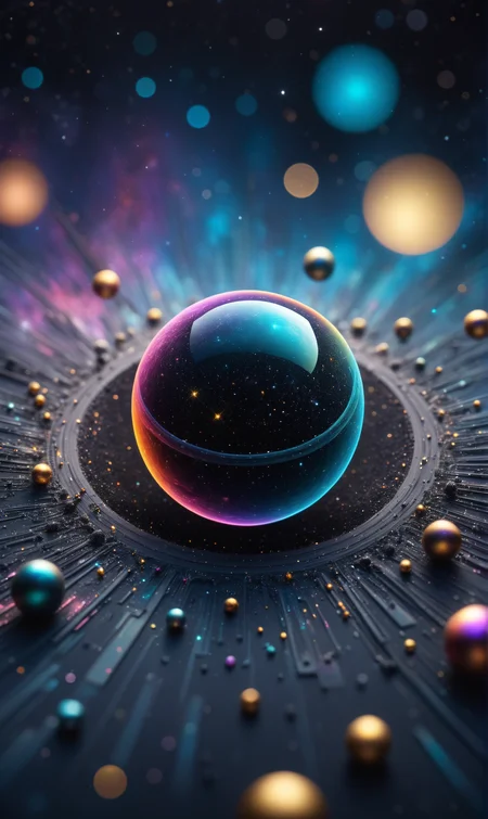 Ultra detailed microscopic level image of a black colourful cosmic structure , intricate, entropy, gravitational pull, space dust, (( dist)), visually delightful, ((deep bokeh)), dreamy, cosmic abstract background, <lora:xl_more_art-full_v1:0.3>