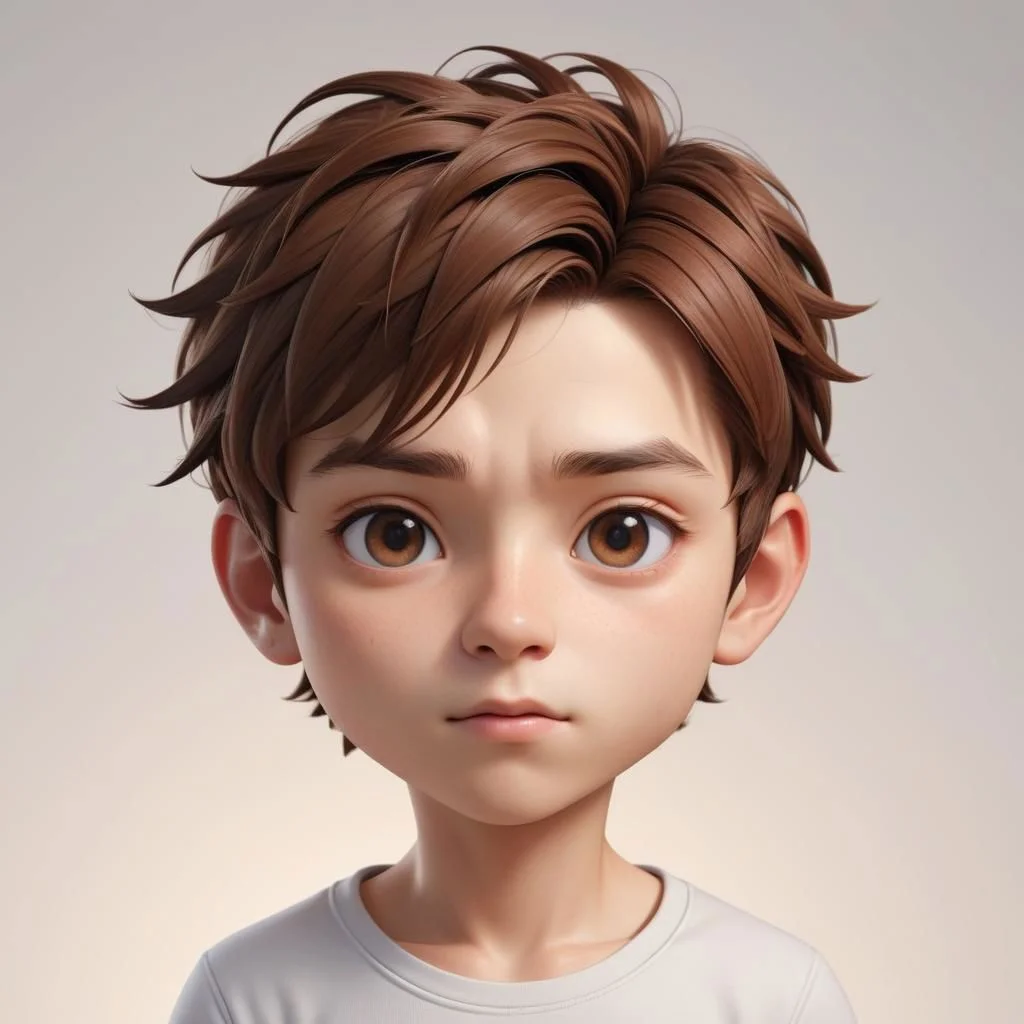 Portrait of a ruddy young man, chibi, super deformed, 20yo, Photorealistic simple volumetric light background, ColorART, CGI,