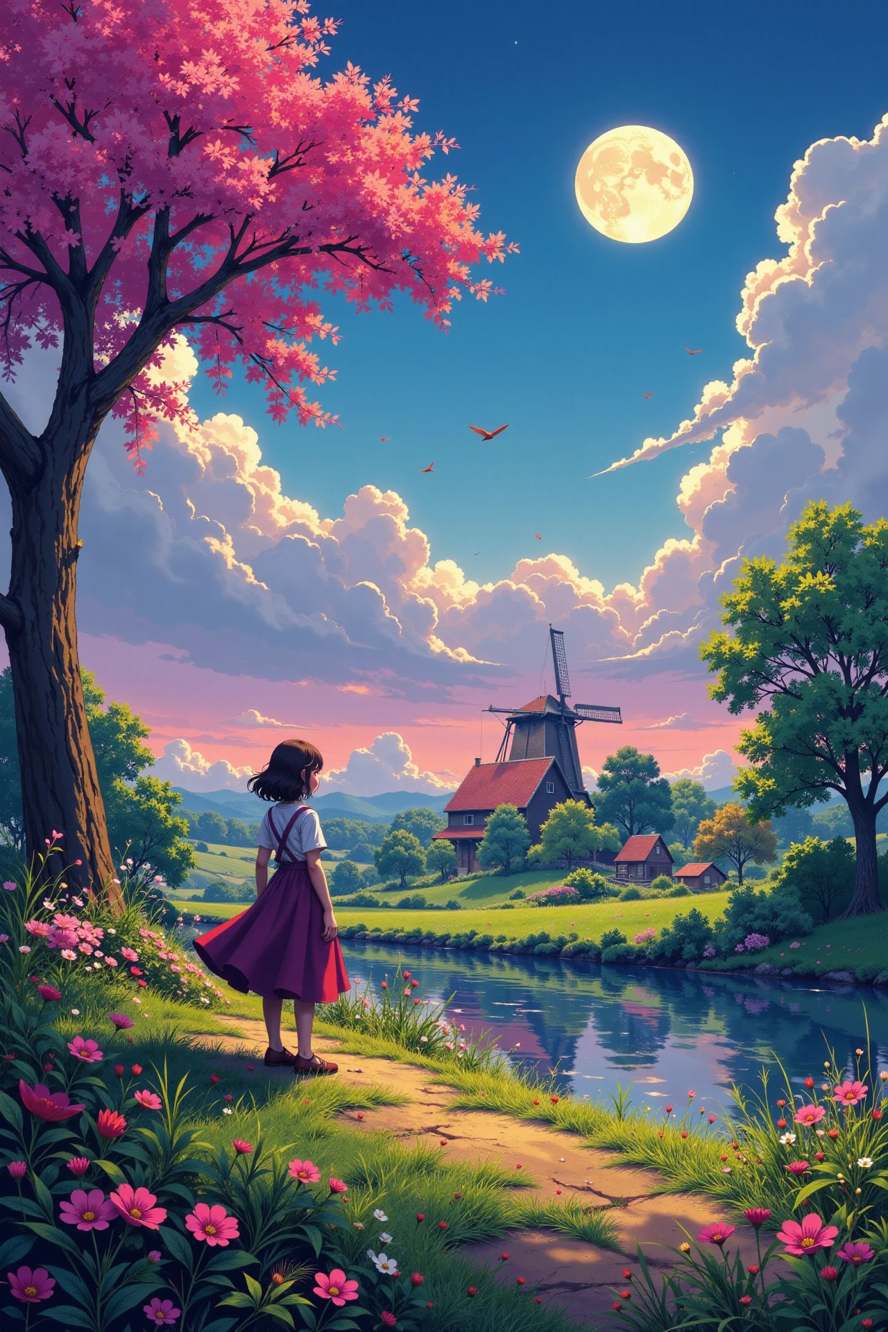 Dutch beautiful  landscape, noon, woman, very intricate, very detailed, sharp, bright, colorful, <lora:Hand v2:0.5> <lora:Anti-Blur:1><lora:Insane Detail Slider:0.25>  <lora:flux.1_lora_flyway_Epic-detail_v2:0.3> <lora:fluxenhancer:0.25> <lora:ROWER:0.8> <lora:Anime art - Variant 3:0.6> Anime art
