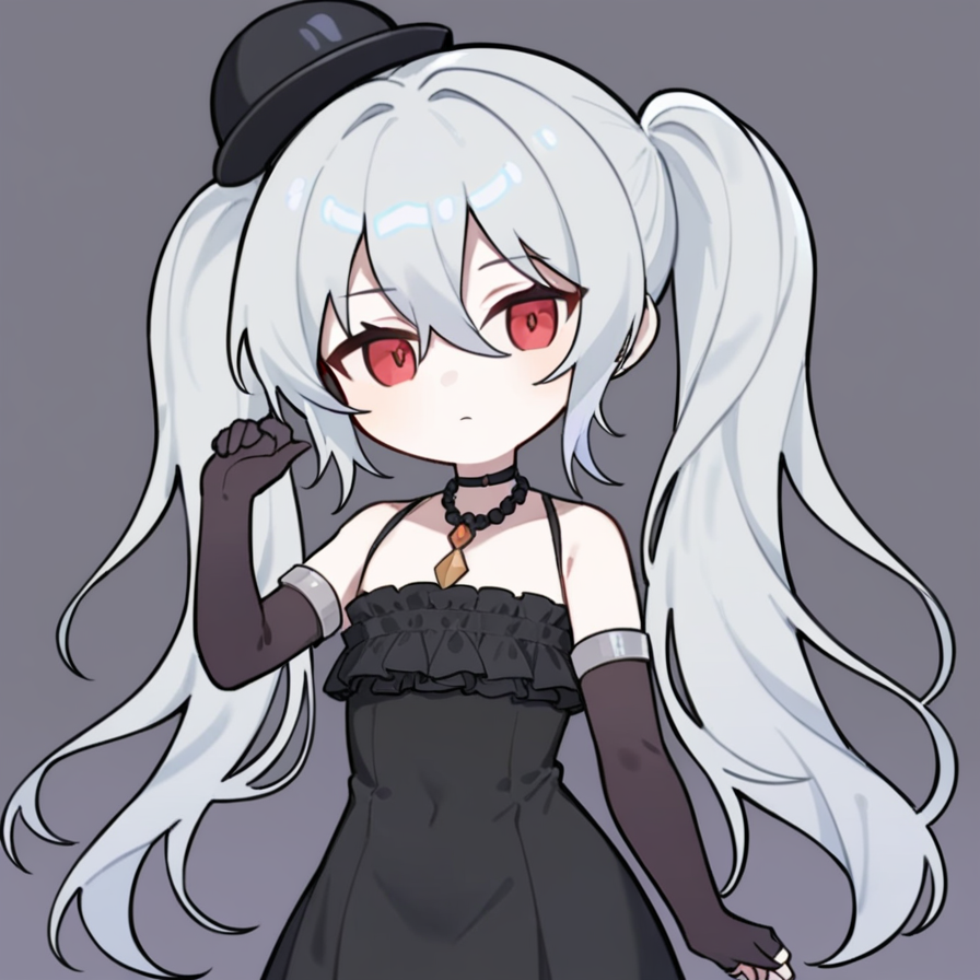 ,orchis,1girl,solo,simple background,white background,grey hair,twintails,,red eyes,chibi,<lora:orchis:0.9>,<lora:Qszb>, masterpiece, best quality, very aesthetic, absurdres