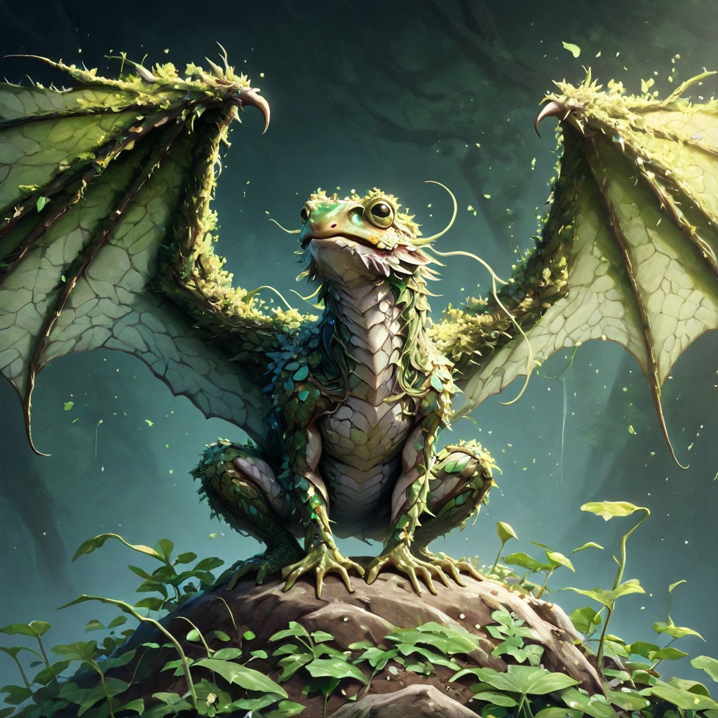 masterpiece, best quality, newest, absurdres, highres, FG-V2.0-Spirit, animal, animal focus, FG-V2.0, frog, no humans, FG-V2.0-Dragon, dragon, wings,