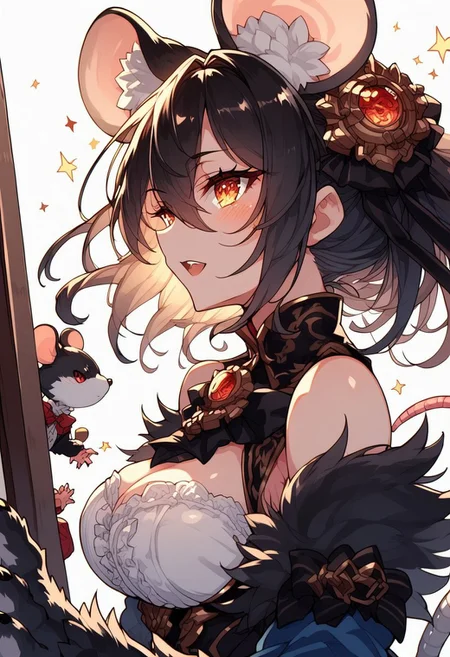 source_anime, detailed eyes, dynamic angle, dynamic pose, random emotion,
expressiveh,
detail backround,
BREAK
sharp style, dim lighting, dynamic angle, sunset_light,
random pose, random emotion, side view, side angle, mirror, upper body,
BREAK
(Masterpiece), (expressive eyes), 1girl, eyes wide open,
Giant mouse, animal arms, animal legs, thighhigh fur, mouse ears, prehensile tail,
(score_9, score_8_up, score_7_up),
<lora:MGE_V5.0:1.2>
BREAK
detailed eyes,