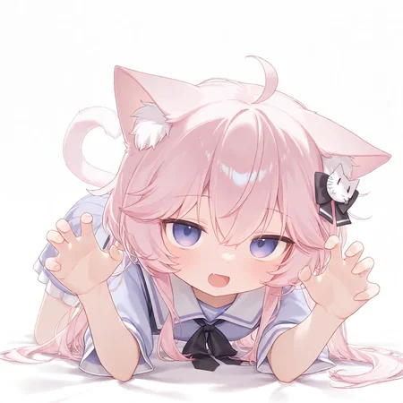 1girl, nyatasha nyanners, all all fours, claw pose, general, fang, looking at viewer, 
very awa, masterpiece, best quality, amazing quality, absurd res, hi res, highres, <lora:naitian_epoch_15:0.5>
