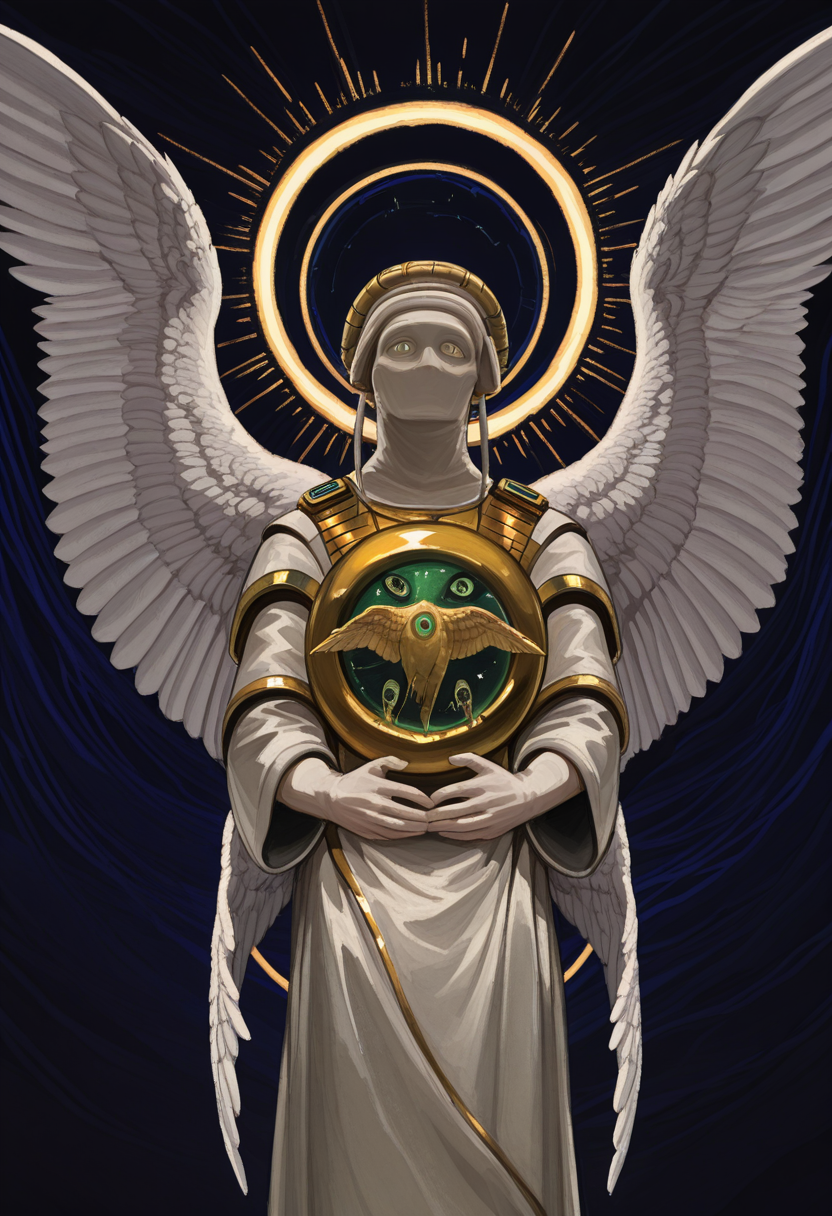 very aestetic, pt1chn1k, solo, 1other, biblically accurate angel, halo, eyes, wings,