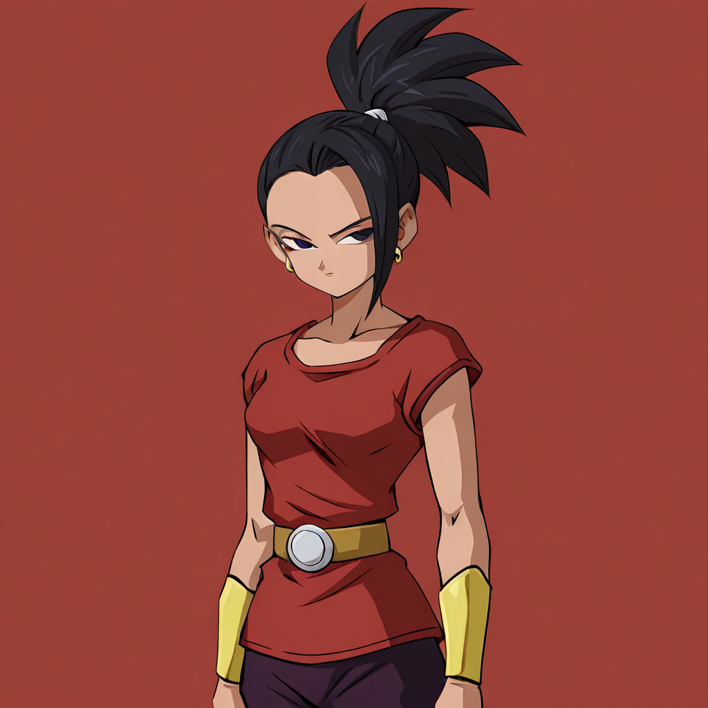 1girl,masterpiece,  
standing,cowboy_shot,from_front, 
 <lora:Jammeryx_ill:1.0> , jammeryx_ill, solo, 
 <lora:kaleDBS_v1:1> , kale, ponytail, black hair, black eyes,