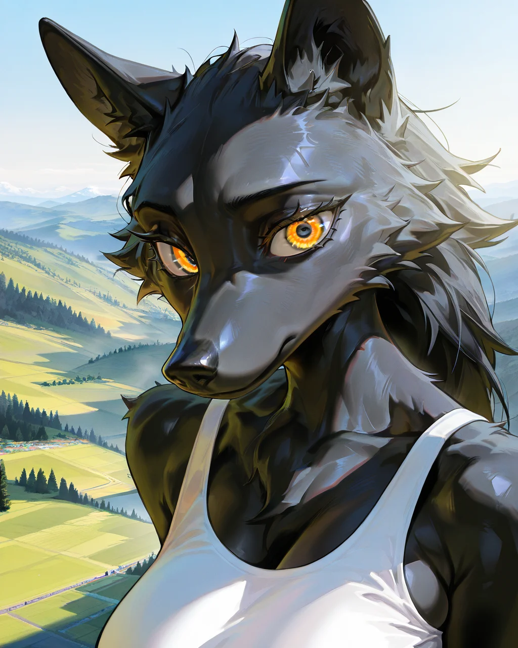 masterpiece, best quality, amazing quality, very aesthetic, absurdres, newest, scenery, extreme detail, 8k, detailed eyes
wolf, black fur, black skin, white crop top, portrait
masterpiece, best quality, amazing quality, very aesthetic, absurdres, newest, scenery, extreme detail, 8k, detailed eyes
<lora:Johnfoxart_-_Style_r1:0.85>