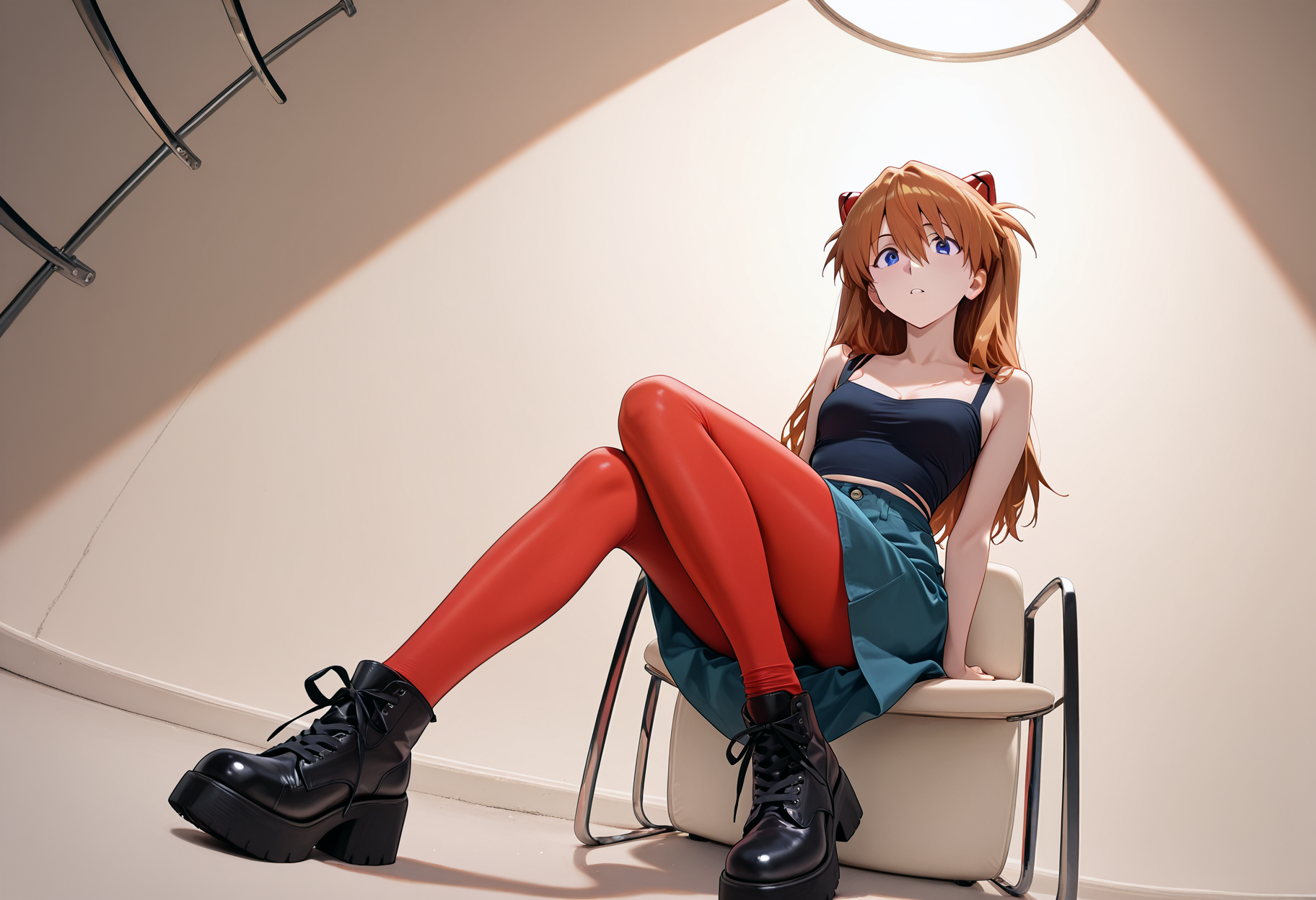 exagg3rat3dp0s3, 1girl, Soryu Asuka Langley, casual wear, full body, sitting, exaggerated pose, dynamic pose

detailed background, great lighting, dynamic angle,

masterpiece, best quality, amazing quality