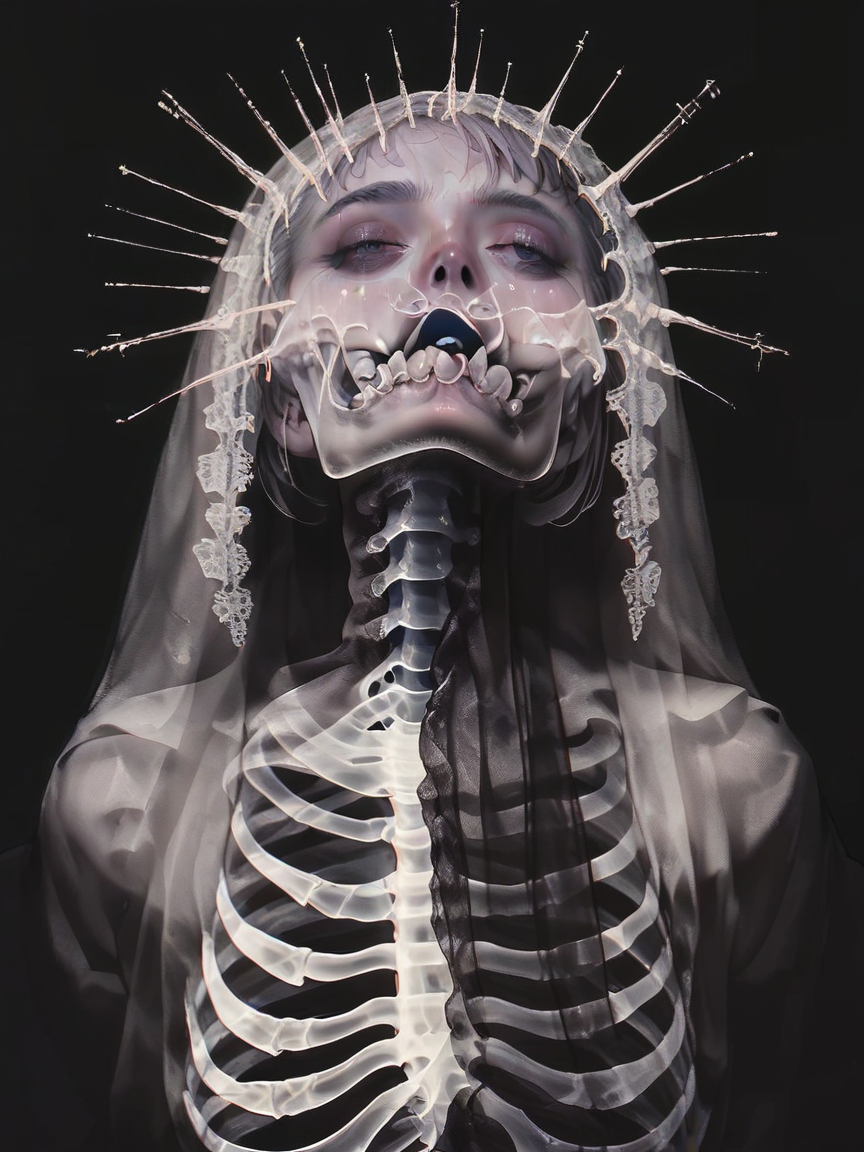 score_9, score_8_up, score_7_up, score_6_up, score_5_up,  gh0stly, black background, skeleton, horror (theme),  <lora:Gh0stlyXLP:0.8>