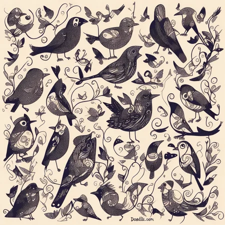 <lyco:Doodle_Sa_May :1.0> birds by doodle style
