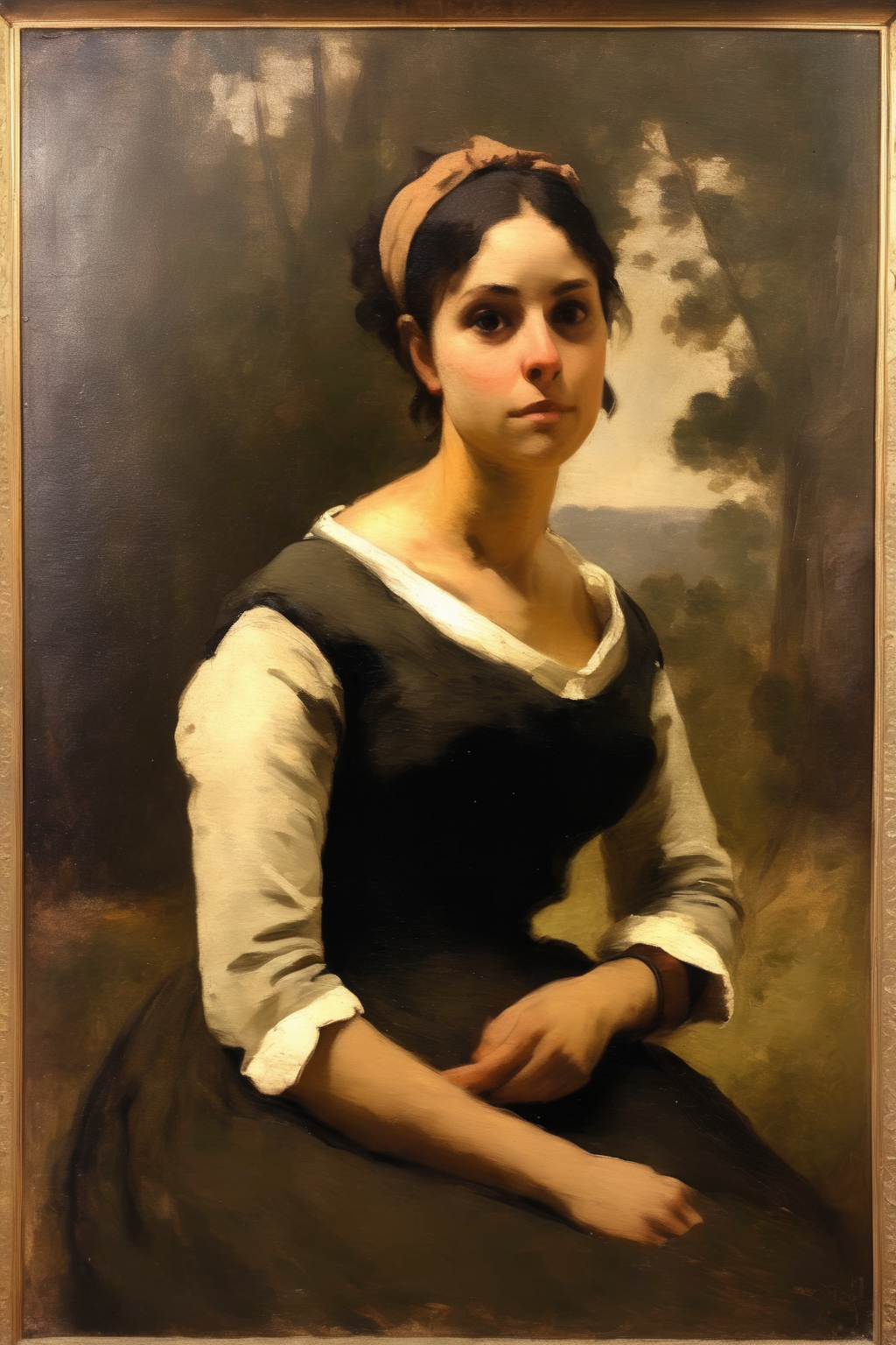 <lora:Jean-Baptiste-Camille Corot Style:1>Jean-Baptiste-Camille Corot Style - oil portrait painting of a woman