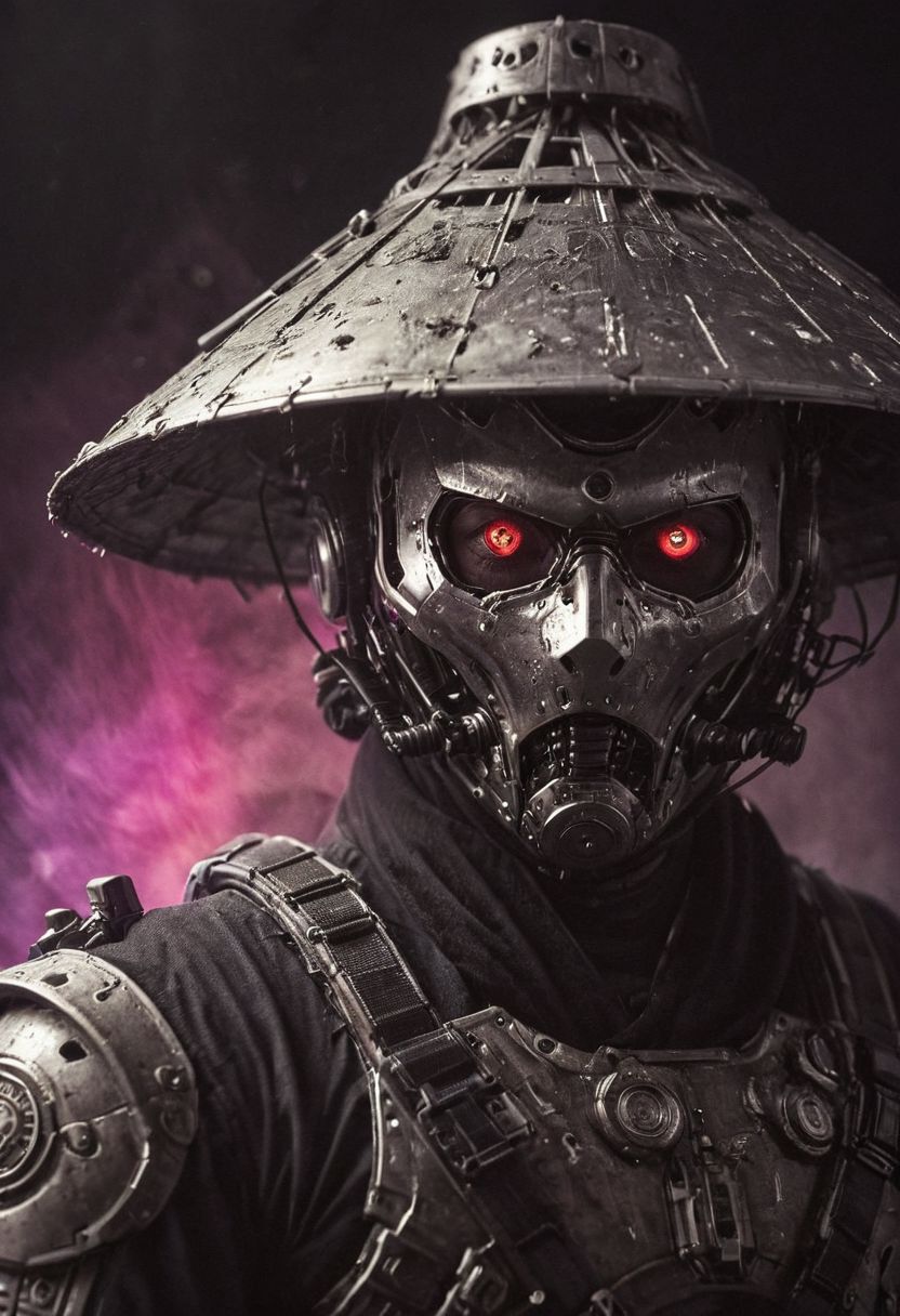 closeup portrait photo of an angry Cyborg Samurai, macro, a captivating vibrant dark capturing the essence of a cyborg Bedouin sorcerer in fight stance, defying expectations by conjuring a whimsical robot 'freak' from an oversized sedge hat. ethereal, smoky backdrop. throwing a translucent red/tanslucent purple/black, weapon, katana, holding katana, atmospheric haze, Film grain, cinematic film still, shallow depth of field, highly detailed, high budget, cinemascope, moody, epic, OverallDetail, gorgeous, 2000s vintage RAW photo, photorealistic, candid camera, color graded cinematic, eye catchlights, atmospheric lighting, skin pores, imperfections, natural, shallow dof,
Behind him, the stars shimmer with distant promise, casting their ethereal light upon the scene. In this moment of solitude and reflection, the astronaut embodies the resilience of the human spirit, poised on the threshold of the unknown, grappling with the weight of what might have been.
In the depths of this nocturnal tableau lies the promise of exploration and discovery, where the spirit of the astronaut converges with the boundless possibilities of the cosmos. Though Earthbound for now, his spirit remains untethered, reaching out towards the distant stars with an unyielding resolve to explore, to discover, and to soar beyond the limits of imagination.
