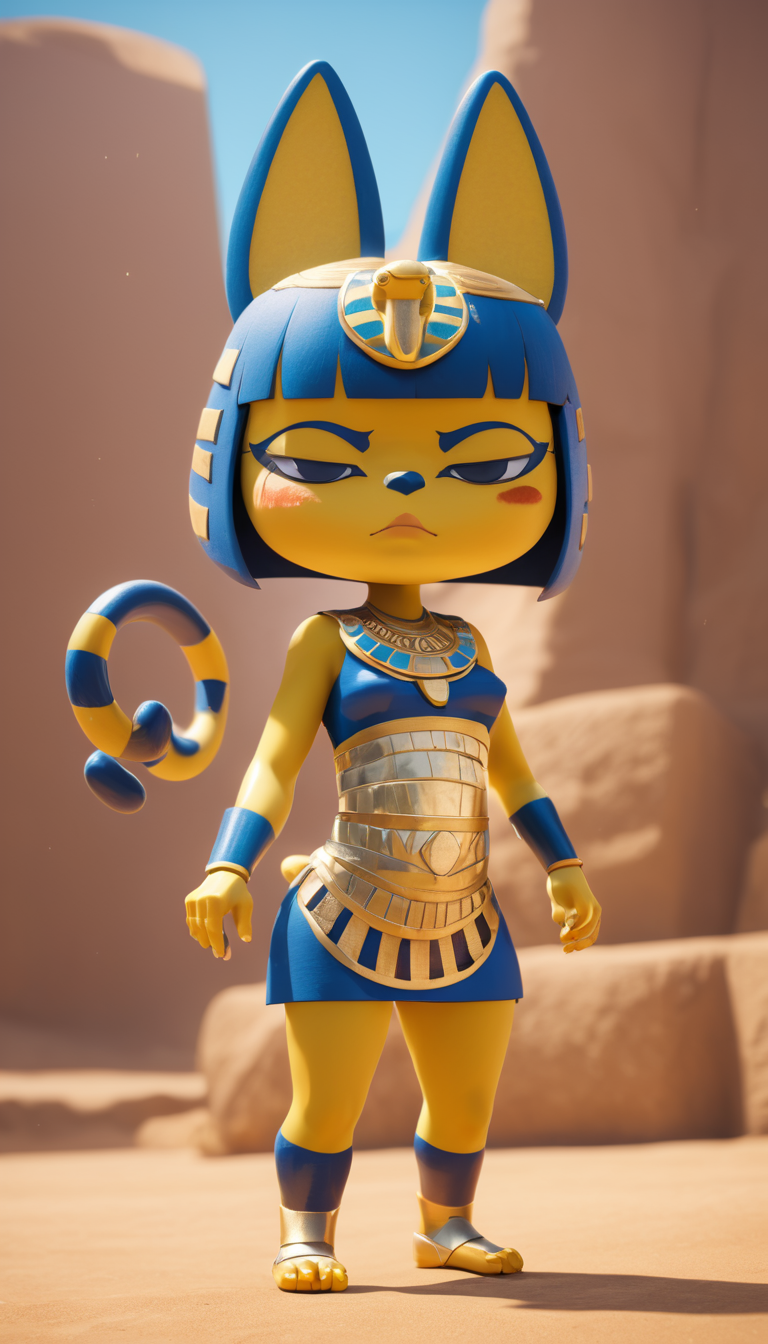 Cinematic scene, hero view, Ankha, Animal Crossing <lora:ankha_v0.0.1:1>, action pose, nature, detailed background, masterpiece, best quality, high quality, absurdres, Photorealistic, Hyperrealistic, Hyperdetailed, analog style, detailed skin, matte skin, soft lighting, subsurface scattering, realistic, heavy shadow, masterpiece, best quality, ultra realistic, 8k, golden ratio, Intricate, High Detail, film photography, soft focus