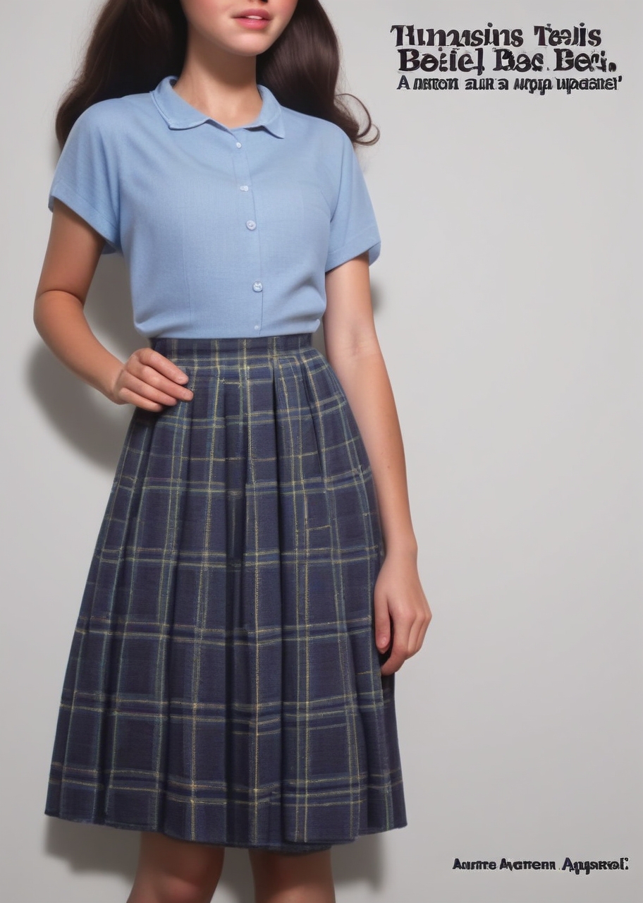 princess Belle,, <lora:princess_pony_v1:0.6> 1girl plaid skirt<lora:AA_Ads_Only:1> 445l34z3advert, english text, american apparel, 445l34z3, score_9, score_8_up, score_7_up, score_6, score_5, score_4,