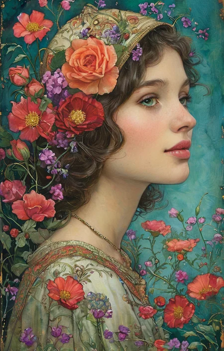 masterpiece,best quality,<lora:tbh144-sdxl:0.7>,patten,computer,flowers,illustration
