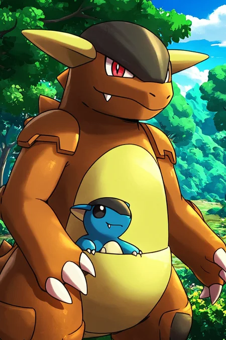 score_9, score_8_up, score_8, BREAK, , zzKhan, no humans, claws, red eyes, black eyes, fangs, <lora:Kangaskhan_Pokemon_PDXL_v3:0.8>, , BREAK, smile, looking at viewer, cowboy shot, ,,, outdoors, sky, day, cloud, tree, blue sky, sunny, ,,, Expressiveh, ,,, <lora:Alola_Style_PDXL:0.8>, <lora:Expressive_H-000001:0.4>,