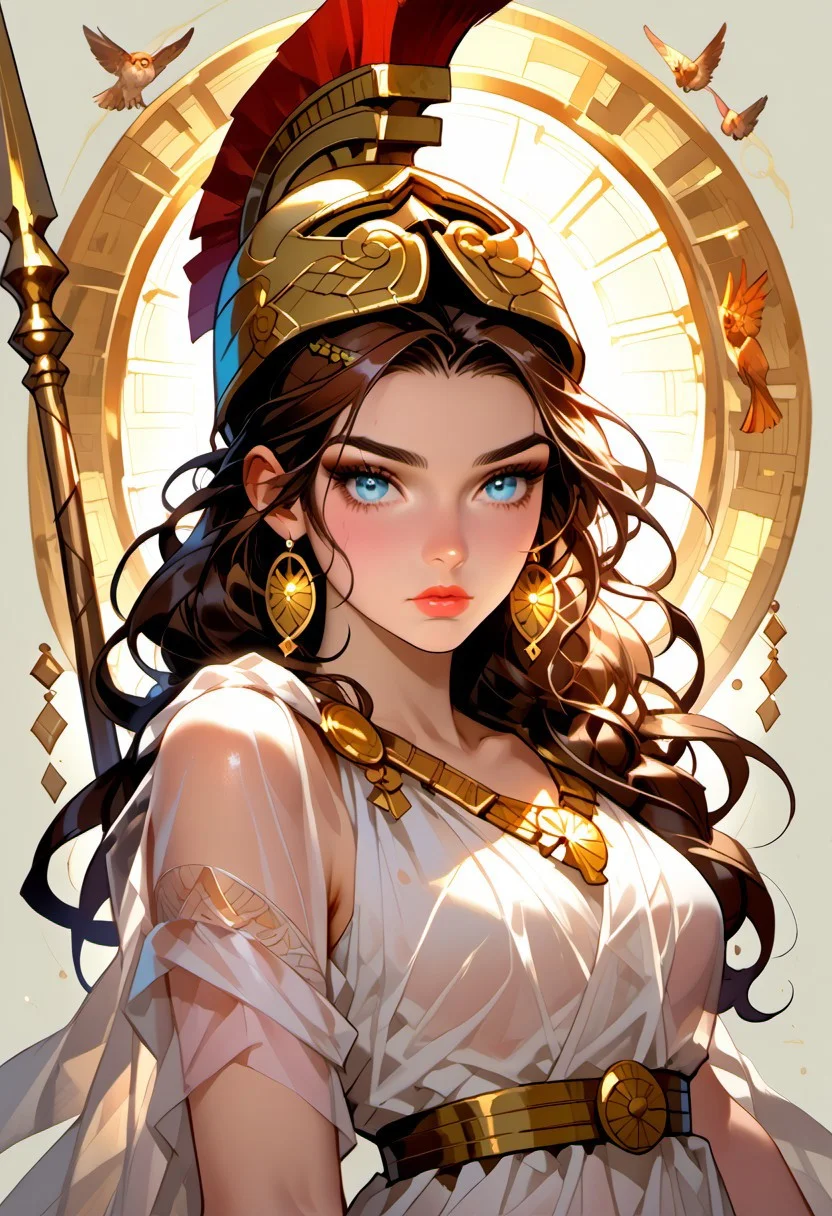Stable_Yogis_PDXL_Positives, (score_9, score_8_up, score_7_up), ((zPDXL3)), ((zPDXLxxx)), ((Greek mythology style)), ((face focus, eye focus, dynamic angle, motion)), 1girl, solo, fantasy, (greek_athena, helmet ontop of head, brown hair, long hair, toga, armor, sandals), ((((sheer material, silk, semi-transparent clothes)))), (ancient greek clothes), (armor), (holding spear), lace, cape, breathless intimacy, tanned skin, petite model bombshell, heart, young, delicate features, narrow pointy nose, tiny nose, lust, big eyes, seductive eyes, blue eyes, detailed skin, flared lashes, mascara, makeup, perky huge breasts, athletic body, narrow waist, skinny hips,
warm light, detailed, neon dark party
BREAK
milky way, runes, arcane, astral, surreal, ethereal glow, masterpiece, best quality, intricate design. colorful, moonlit nightsky, stained glass aesthetic, moody whimsical color palette, murano glass, bold soldering lines, volumetric light shining through, crepuscular rays, intricate craftsmanship, detailed texture, luminous transparency, reflective light play, vivid hues, atmospheric depth, enchanting silhouette, art nouveau,