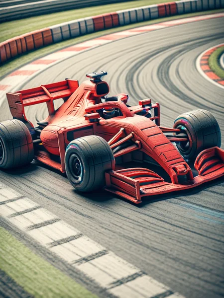 Ais-crayz F1 race car, racing down the track <lora:Kids_Crayon_Style_SDXL:1>