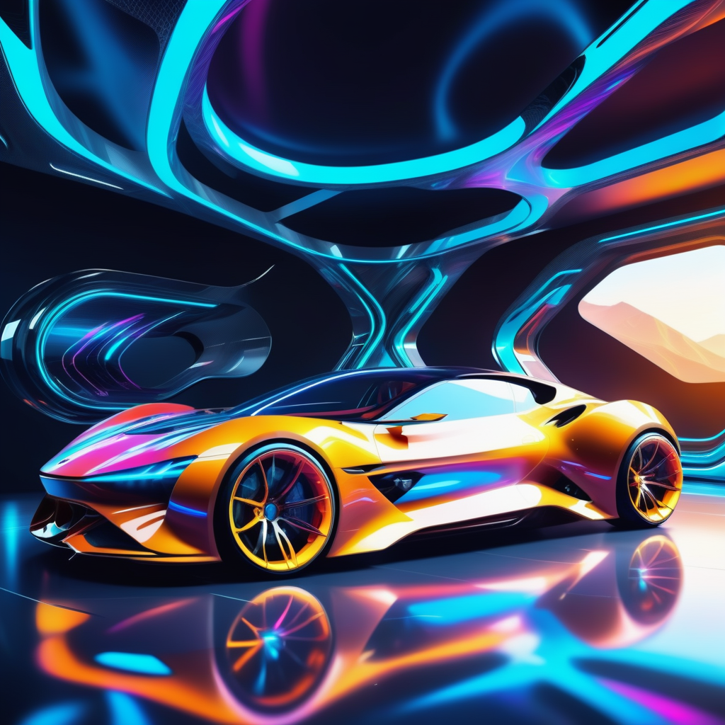 a sports car made out of Jed-CyFut , full of details , positive emotional    <lora:CyberFuturisticStyle:0.7>  <lora:SDXLFaeTastic2400:0.5>