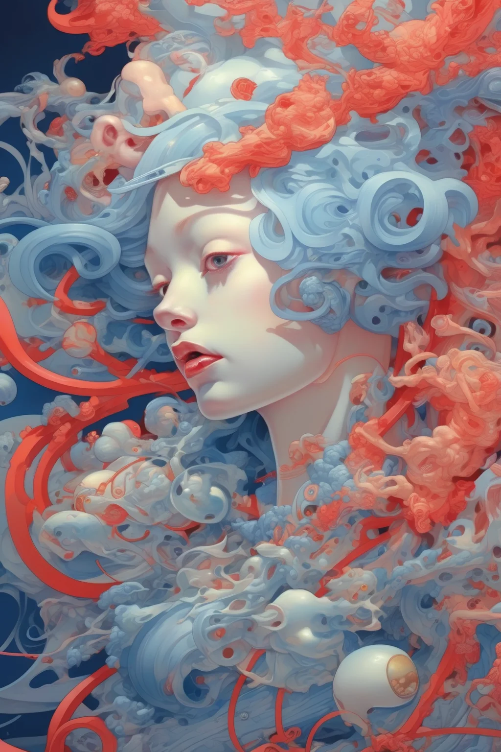 <lora:James Jean Style:1>James Jean Style - hyper complex technology in style of James Jean