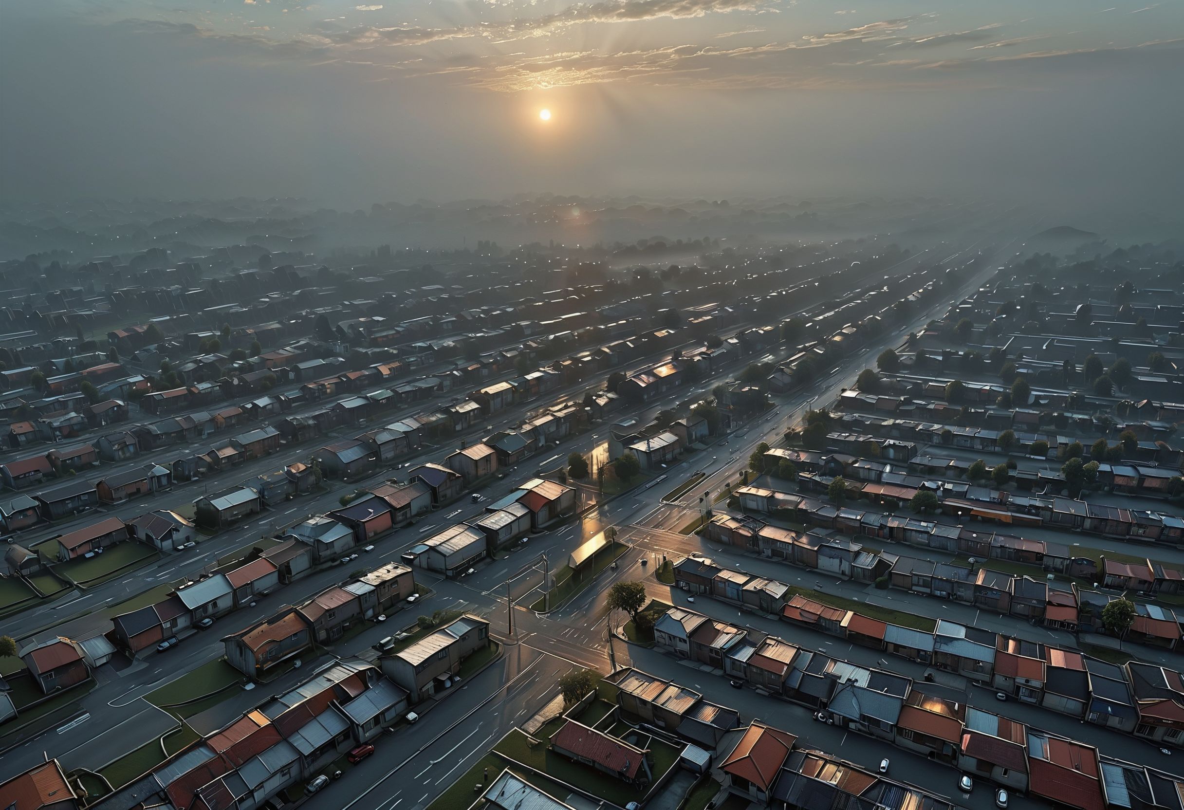 realistic, RAW photo, high quality, Stable_Yogis_PDXL_Positives, <lora:Big_Liminal:1.0> liminal, atmospheric, fog, sunrise, sunset, vanishing point of a huge <lora:Space_Worlds_Minis_2poetic:0.5> swminis2, made of , in , <lora:CW_03beta_xlc:0.2> kato, b07, b08, street, high vast city with <lora:TQ_-_Stained_Glass_XL:0.9>,twilight night, in <lora:csm-artstyle:0.1> csm art-style, featuring <lora:teslapunkXL:0.4>