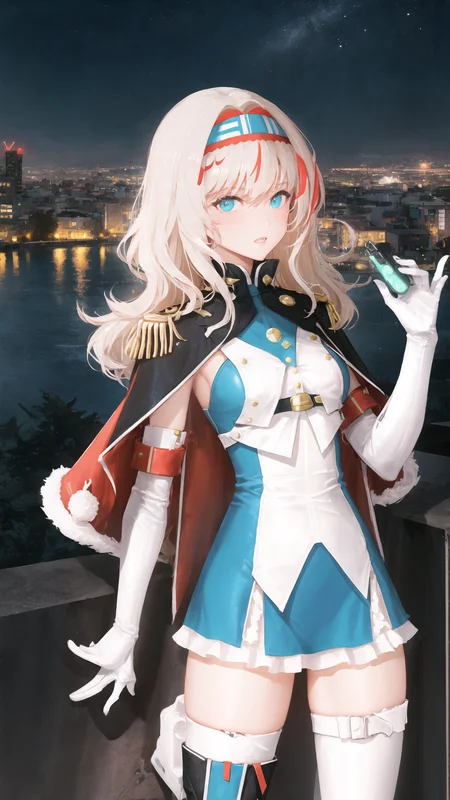(((((night, city, neon lights))))), (white theme, lightpink), mechanical theme, looking at viewer, (from below),
1girl, solo, (((cowboy shot))), short hair, flipped hair, hair between eyes, ((diagonal bangs)), medium breasts, beautiful face, asymmetrical hair, multi-colored hair, bodysuit, (((waist sash))), detached sleeves, ((metal hairband)), (open jacket, fur jacket), cute face, (translucent high heel boots, translucent thigh boots, translucent fur boots), animal collar, (thigh bands), ((waist cutout, argyle cutout)), hairpin, streaked hair, crystal earrings, animal ears, (translucent), ((pleated skirt)), heart, bow hairband, (cutout),
<lora:Grenadier-1-000019_0.7+Grenadier-000014_0.7:0.6>