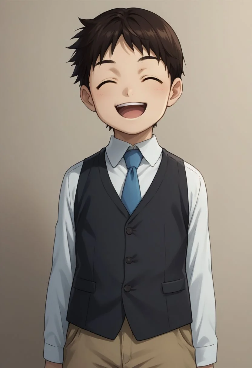 score_9, score_8_up, source_anime, highly detailed, selim, 1boy, solo, cute,
selim, 1boy, male focus, closed eyes, solo, shorts, necktie, male child, black hair, vest, blue necktie, brown hair, child, upper body, smile, open mouth, happy, looking at viewer,
indoor, posing for a photo,
