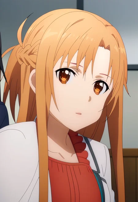 score_9, <lora:yuuki_asuna:1> yuuki asuna, 1girl, asuna (sao), bangs, black hair, braid, brown eyes, brown hair, indoors, long hair, long sleeves, looking at viewer, parted lips, solo, yuuki asuna