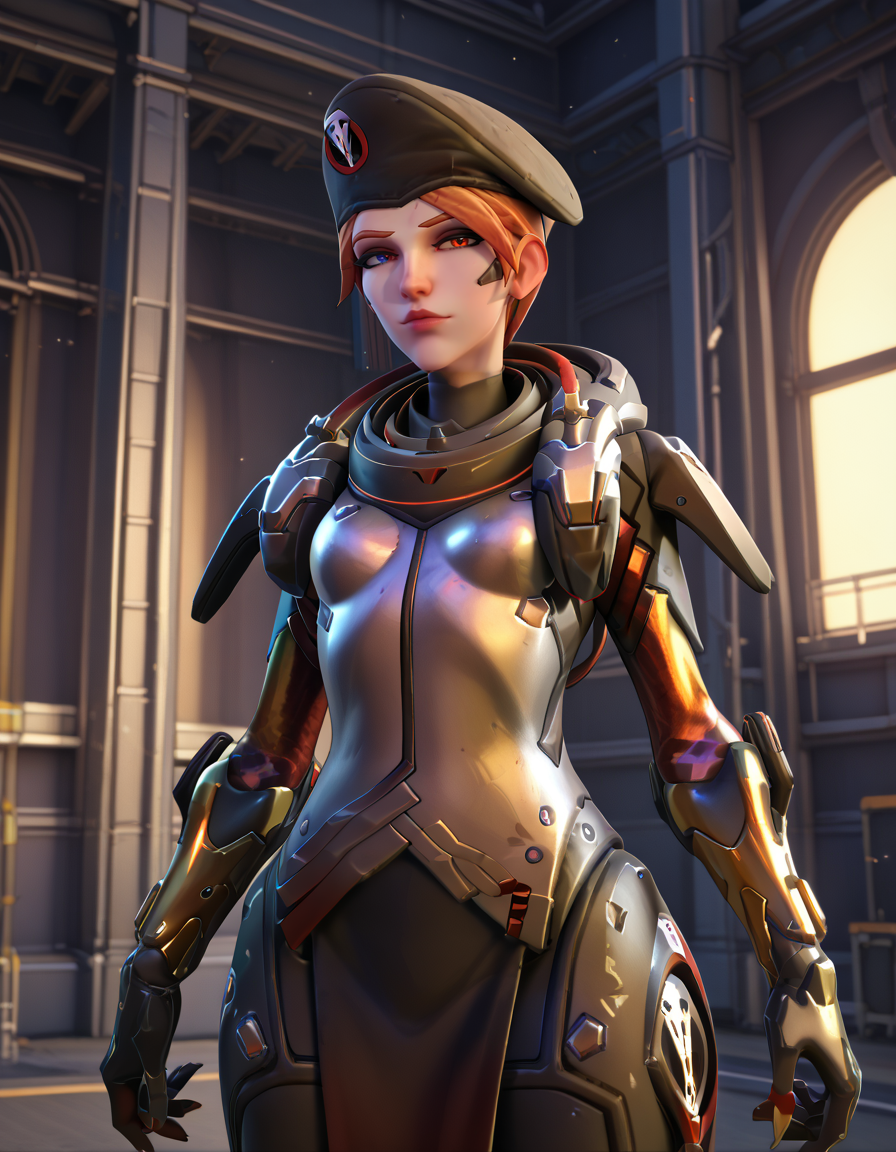 score_9, score_8_up, score_7_up, 1girl, 2.5d , blackwatch moira, moira (overwatch), heterochromia, Seductive Backlit Pose: Stand in front of a window or soft light source allowing your silhouette to be illuminated. This pose creates a mysterious and alluring presence. <lora:Blackwatch_moira_pony-000046:1>