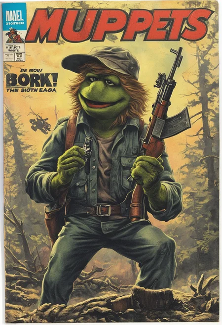 vintage comic book cover the muppets style rambo first blood by marvel