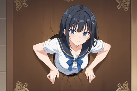 score_9, score_8_up, score_7_up, best quality, masterpiece, source_anime, anime screenshot, BREAK, 1girl, stuck in wall, through wall, from front <lora:stuckwall:1>