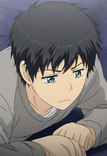 high resolution, solo, best quality, 1Boy, Arata Kaizaki, Black Hair, Blue Eyes, fell down, revenged, dying, OverallDetail