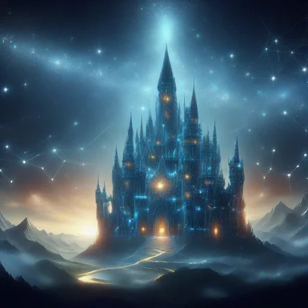 starry_morph, castle on mountain